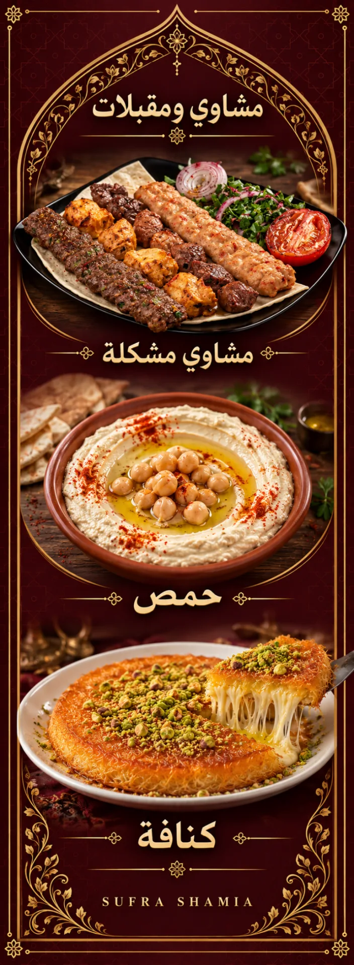 Grills and appetizers panel — 77 × 210 cm